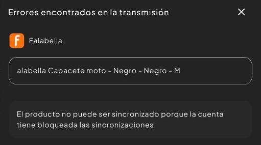 Panel de errores de una transmisión